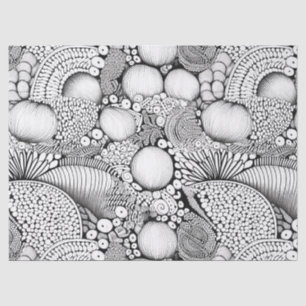 Papel De Seda Patrón geométrico orgánico blanco y negro