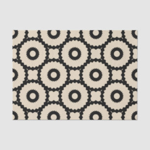 Papel De Seda Patrón geométrico ornamental negro y beige