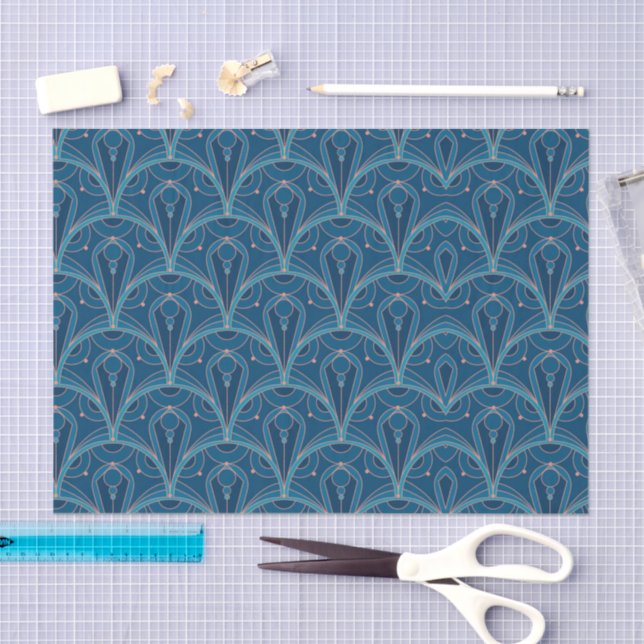 Papel De Seda Patrón geométrico repetitivo Art Déco (Artesanía)