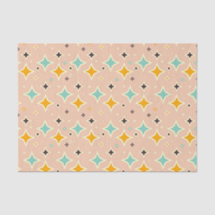 Papel De Seda Patrón geométrico retro con azul verdoso, naranja,