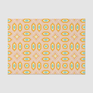 Papel De Seda Patrón geométrico retro con hexágonos y estrellas