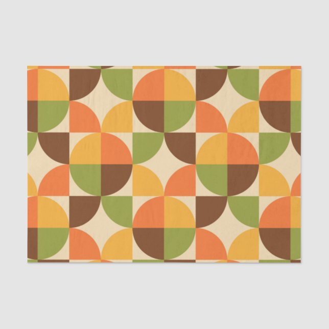 Papel De Seda Patrón Geométrico Retro Mediano Otoño (Anverso)