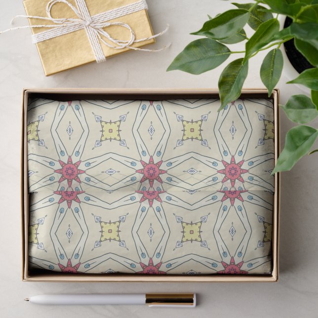 Papel De Seda Patrón geométrico retro pastel (Regalo )