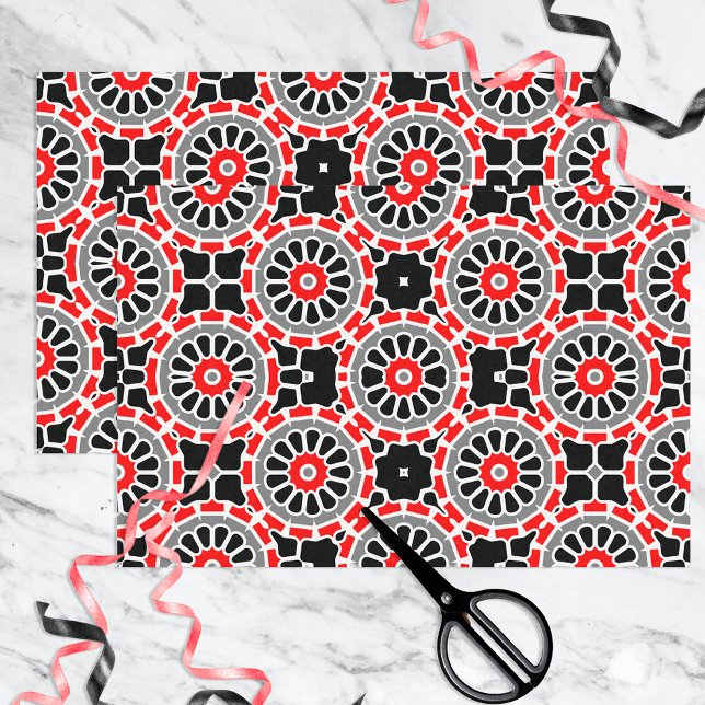 Papel De Seda Patrón geométrico rojo negro blanco y gris mosaico (Subido por el creador)
