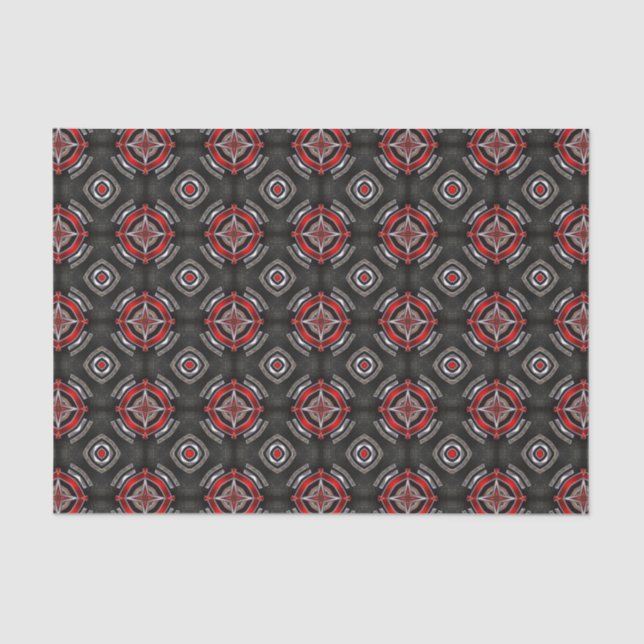 Papel De Seda Patrón geométrico rojo y negro (Anverso)