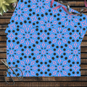 Papel De Seda Patrón geométrico rosa azul vibrante y negro