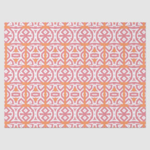 Papel De Seda Patrón geométrico rosado del Naranja étnico tribal
