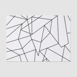 Papel De Seda Patrón geométrico simple y moderno en blanco y neg