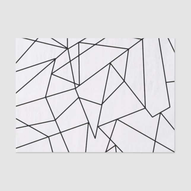 Papel De Seda Patrón geométrico simple y moderno en blanco y neg (Anverso)