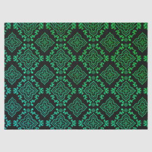 Papel De Seda Patrón geométrico verde / Impresión india
