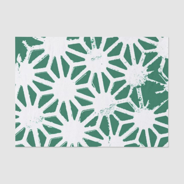 Papel De Seda Patrón geométrico verde y blanco de salvia (Anverso)