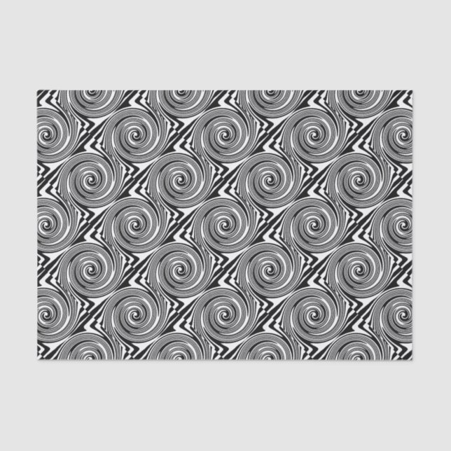 Papel De Seda Patrón giratorio blanco y negro (Anverso)