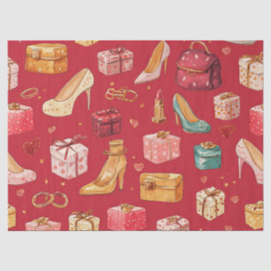 Papel De Seda Patrón Glam Navidad Coquette Rojo