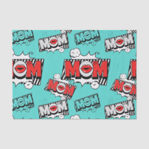 Papel De Seda Patrón gráfico de MOM de cómic turquesa negrita