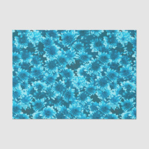 Papel De Seda Patrón gráfico moderno de Dahlia, azul índigo