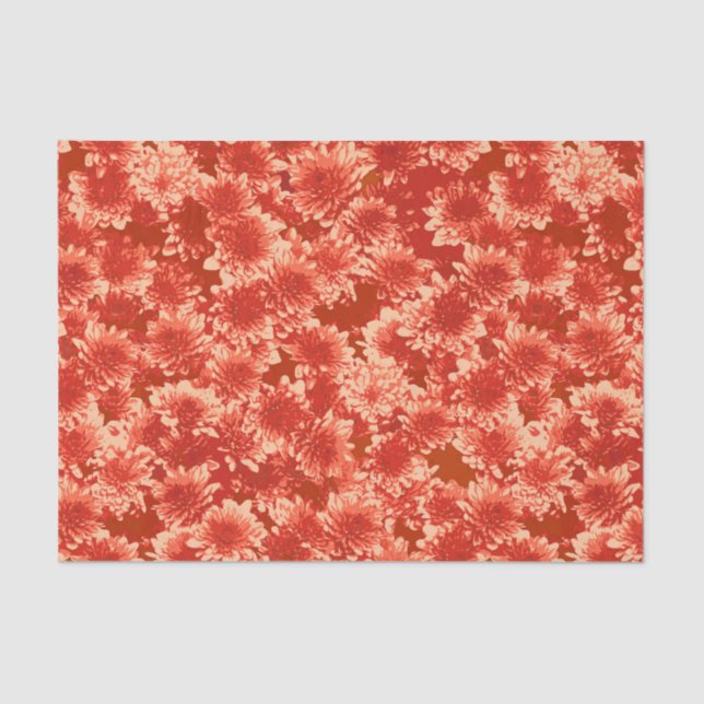 Papel De Seda Patrón gráfico moderno de Dahlia, Naranja mandarín (Anverso)