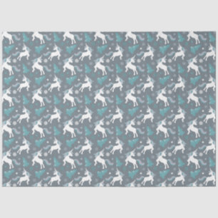 Papel De Seda Patrón Gris Oscuro de Unicornios de Invierno