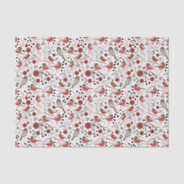 Papel De Seda Patrón Gris Rojo De Pollos Con Floral