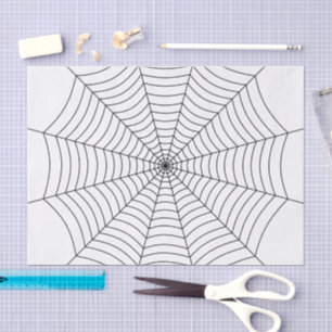 Papel De Seda Patrón Halloween de telaraña blanca y negra