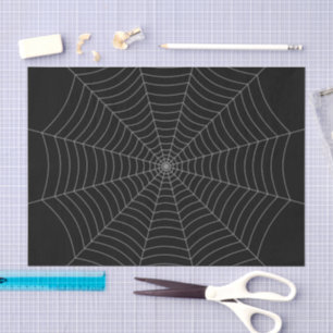 Papel De Seda Patrón Halloween de telaraña gris negra