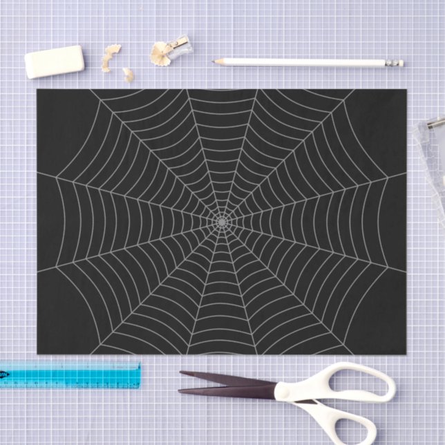 Papel De Seda Patrón Halloween de telaraña gris negra (Artesanía)