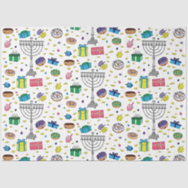 Papel De Seda Patrón Hanukkah blanco