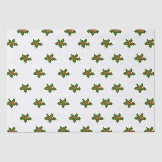 Papel De Seda Patrón Holly de navidades (Anverso)