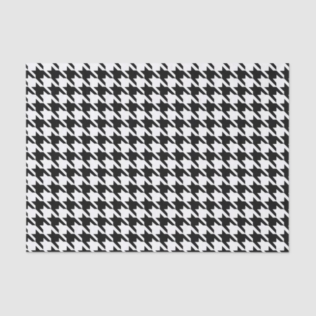 Papel De Seda Patrón Houndstap negro y blanco (Anverso)