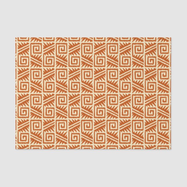 Papel De Seda Patrón Ikat Aztec - Mandarín y Naranja ligero (Anverso)