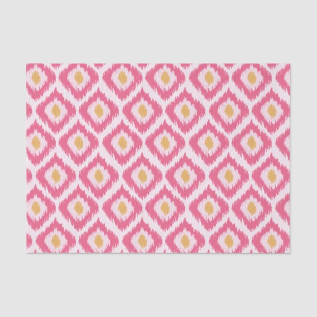 Papel De Seda Patrón Ikat de diamante rosa (Anverso)