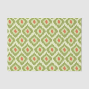 Papel De Seda Patrón Ikat de Diamantes Verde