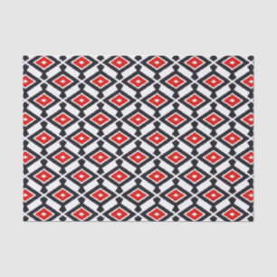 Papel De Seda Patrón Ikat - rojo oscuro, negro y blanco