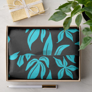 Papel De Seda Patrón Ilustrado de Flores Azules
