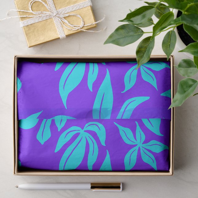 Papel De Seda Patrón ilustrado de flores azules (Regalo )