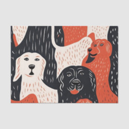 Papel De Seda Patrón ilustrado de perro
