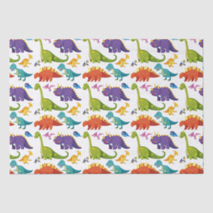 Papel De Seda Patrón ininterrumpido de dinosaurios coloridos