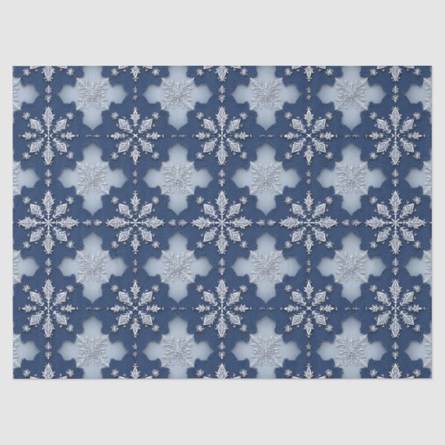 Papel De Seda Patrón Intrincado de Copo de Nieve (Anverso)