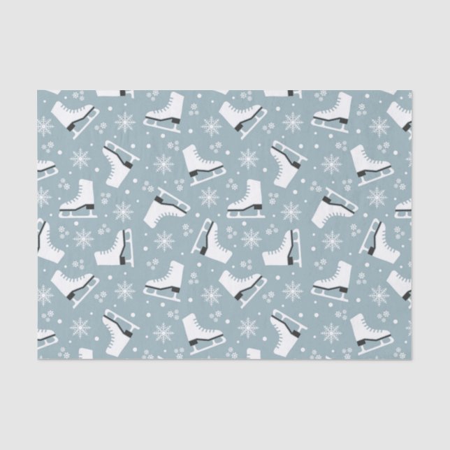 Papel De Seda Patrón invernal con patines de hielo (Anverso)