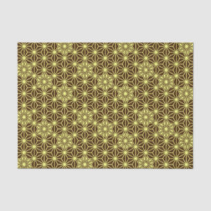 Papel De Seda Patrón japonés de asanoha - marrón y amarillo
