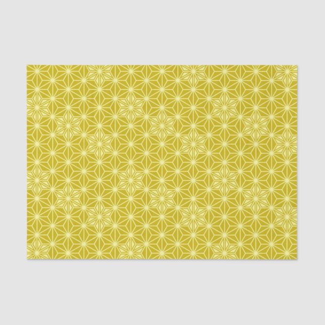 Papel De Seda Patrón japonés de Asanoha - oro mostaza (Anverso)