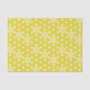 Papel De Seda Patrón japonés de Asanoha - oro mostaza y blanco