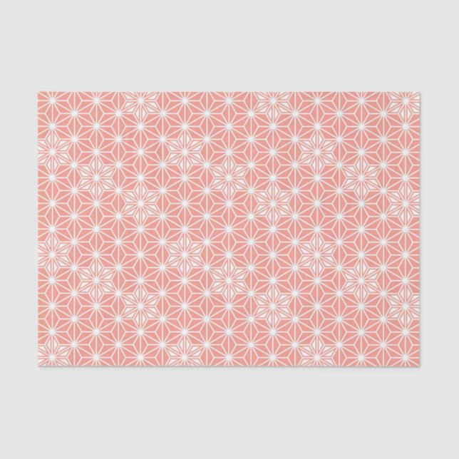 Papel De Seda Patrón japonés de Asanoha - rosa coral (Anverso)