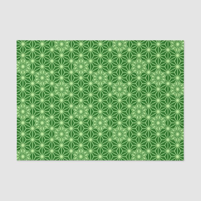 Papel De Seda Patrón japonés de asanoha, verde esmeralda y anime (Anverso)