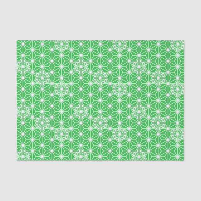 Papel De Seda Patrón japonés de Asanoha - verde jade (Anverso)