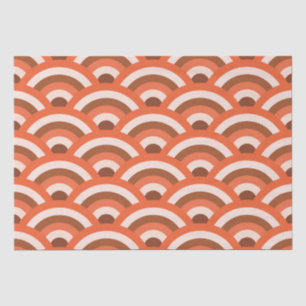 Papel De Seda Patrón japonés de ondas naranjas y marrones 