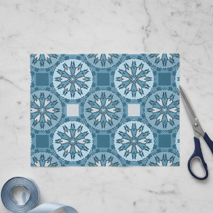 Papel De Seda Patrón Kaleidoscope helvético de invierno azul esc