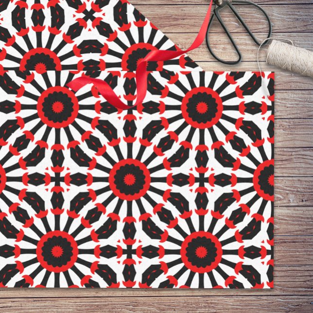 Papel De Seda Patrón kaleidoscópico rojo negro (Subido por el creador)