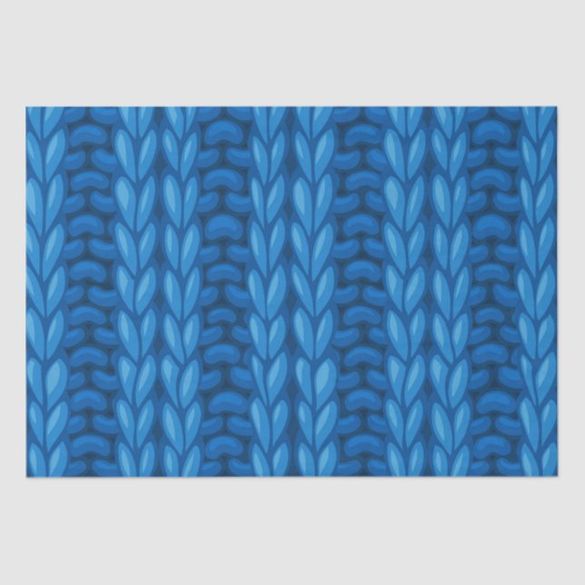 Papel De Seda Patrón Lanoso de Tejido de Invierno Azul (Anverso)