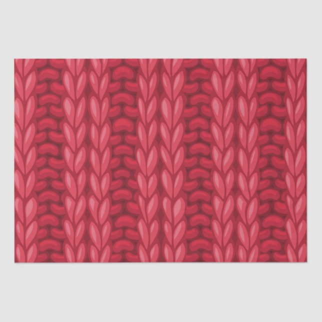 Papel De Seda Patrón Lanoso de Tejido de Invierno Rojo (Anverso)