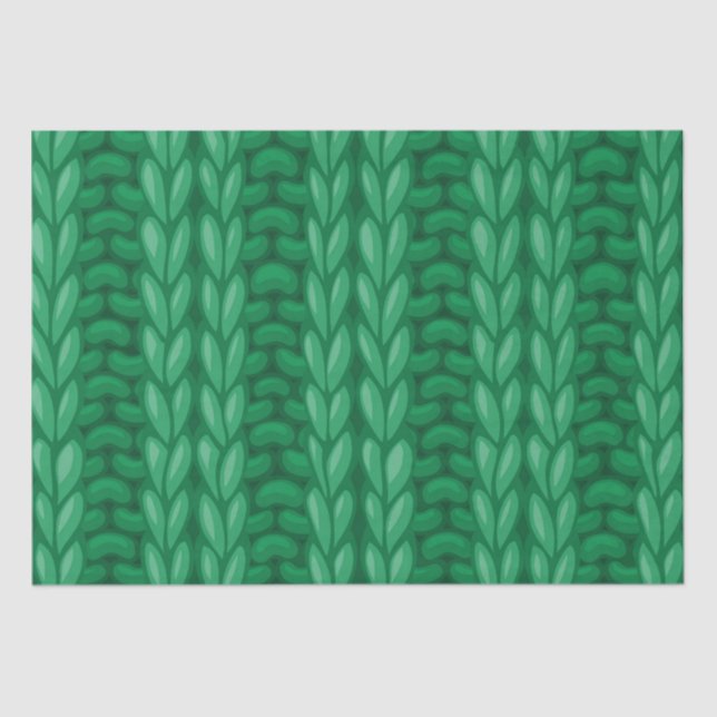 Papel De Seda Patrón Lanoso de Tejido de Invierno Verde (Anverso)